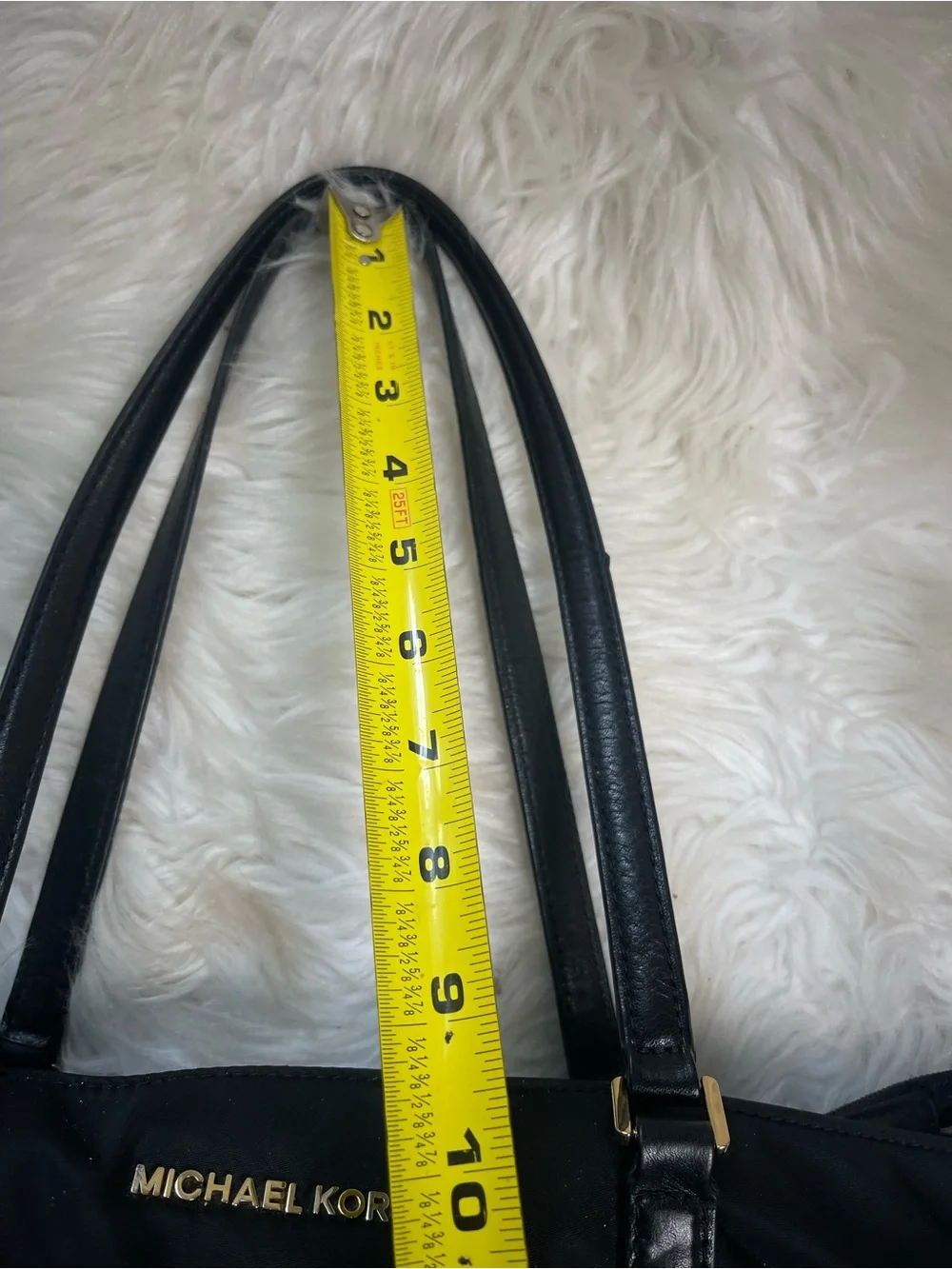 MICHAEL KORS Black Nylon Medium Tote with Gold tone Hardwares .